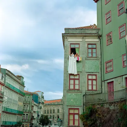 Pastel buildings on a hill in Porto